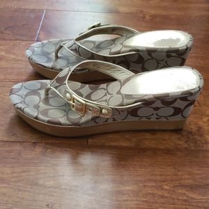 Coach gold metallic wedges